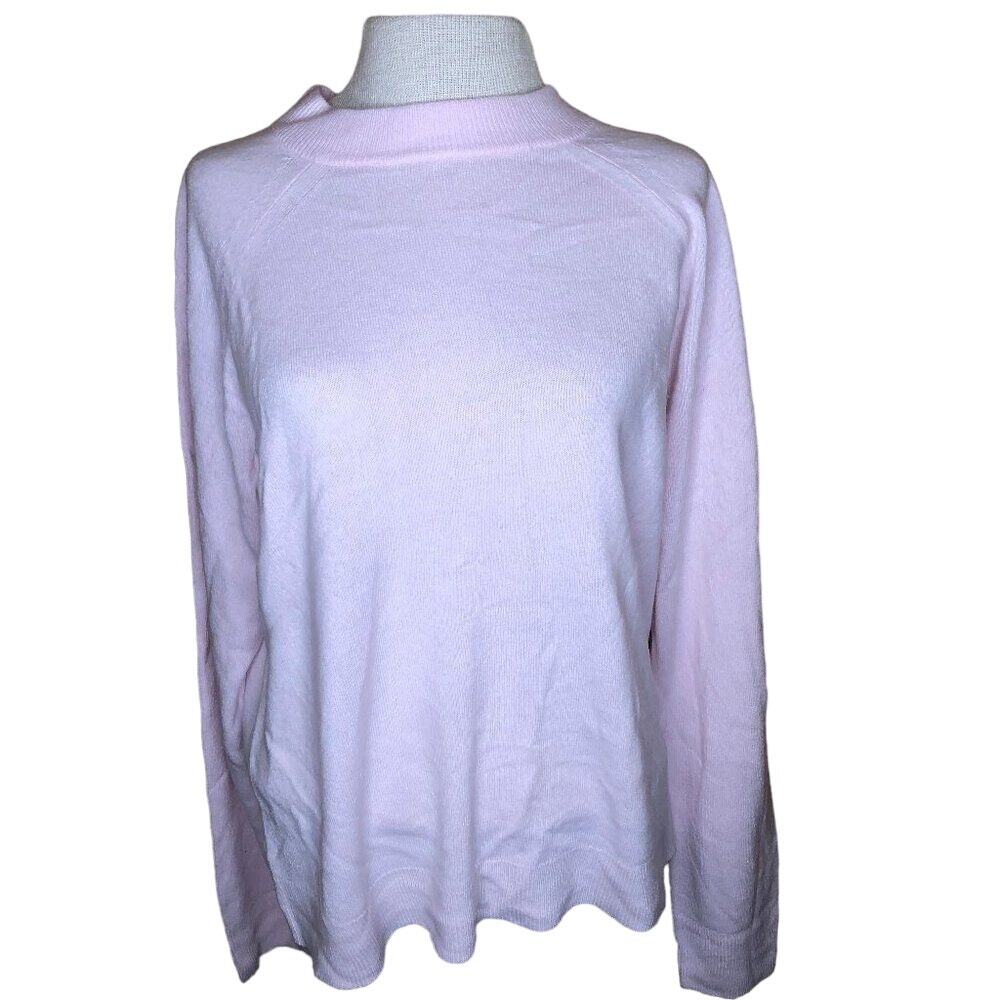 Karen Scott Sweater Pale Pink Back Zip New XL